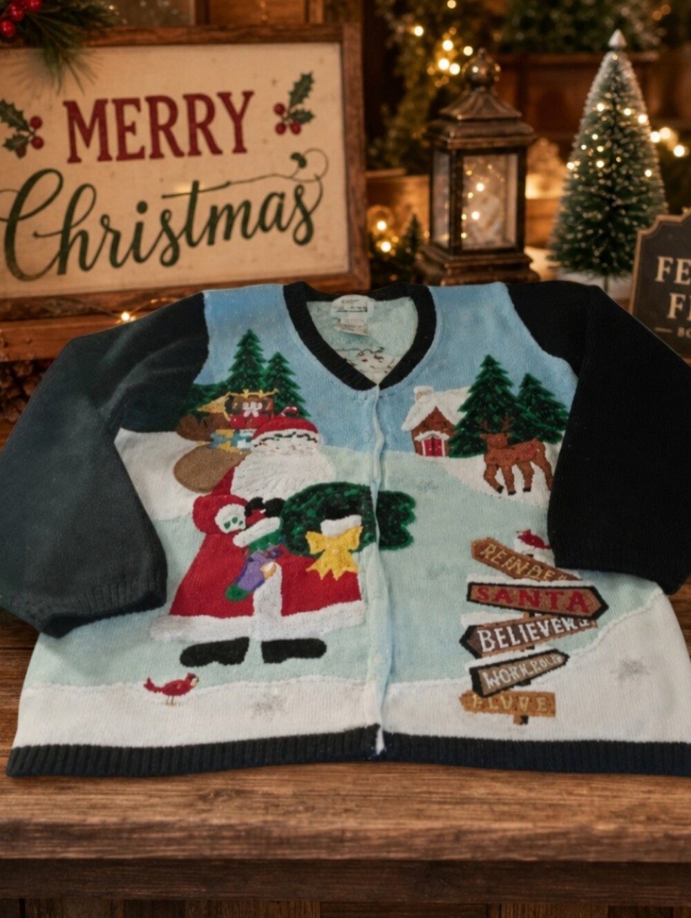 Vintage The Quacker Factory Size Medium Holiday Cardigan Sweater